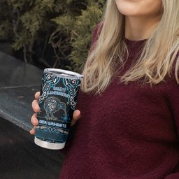Personalised Ngati Kahungunu Aotearoa Meri Kirihimete Tumbler Cup Maori Kiwi Bird Silver Fern Koru Pattern