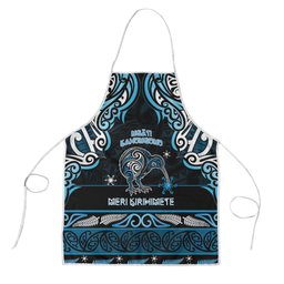 Ngati Kahungunu Aotearoa Meri Kirihimete Apron Maori Kiwi Bird Silver Fern Koru Pattern