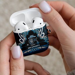 Ngati Kahungunu Aotearoa Meri Kirihimete AirPods Case Maori Kiwi Bird Silver Fern Koru Pattern