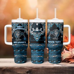 Personalised Ngati Kahungunu Aotearoa Meri Kirihimete Tumbler With Handle Maori Kiwi Bird Silver Fern Koru Pattern