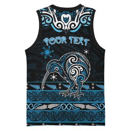 Personalised Ngati Kahungunu Aotearoa Meri Kirihimete Basketball Jersey Maori Kiwi Bird Silver Fern Koru Pattern