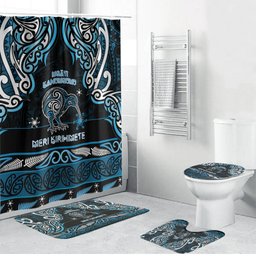 Ngati Kahungunu Aotearoa Meri Kirihimete Bathroom Set Maori Kiwi Bird Silver Fern Koru Pattern