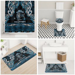 Ngati Kahungunu Aotearoa Meri Kirihimete Bathroom Set Maori Kiwi Bird Silver Fern Koru Pattern