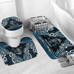 Ngati Kahungunu Aotearoa Meri Kirihimete Bathroom Set Maori Kiwi Bird Silver Fern Koru Pattern