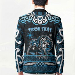 Personalised Ngati Kahungunu Aotearoa Meri Kirihimete Blazer Maori Kiwi Bird Silver Fern Koru Pattern