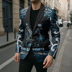 Personalised Ngati Kahungunu Aotearoa Meri Kirihimete Blazer Maori Kiwi Bird Silver Fern Koru Pattern