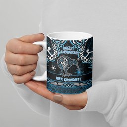 Personalised Ngati Kahungunu Aotearoa Meri Kirihimete Ceramic Mug Maori Kiwi Bird Silver Fern Koru Pattern