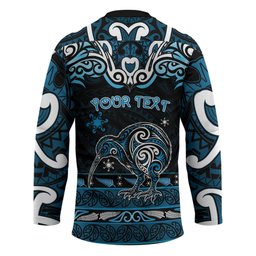 Personalised Ngati Kahungunu Aotearoa Meri Kirihimete Hockey Jersey Maori Kiwi Bird Silver Fern Koru Pattern