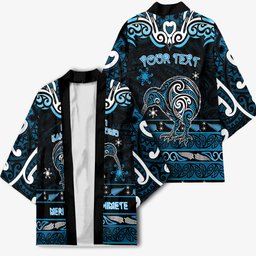 Personalised Ngati Kahungunu Aotearoa Meri Kirihimete Kimono Maori Kiwi Bird Silver Fern Koru Pattern