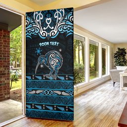 Personalised Ngati Kahungunu Aotearoa Meri Kirihimete Door Cover Maori Kiwi Bird Silver Fern Koru Pattern