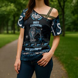 Personalised Ngati Kahungunu Aotearoa Meri Kirihimete Cross Shoulder Shirt Maori Kiwi Bird Silver Fern Koru Pattern