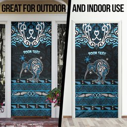 Personalised Ngati Kahungunu Aotearoa Meri Kirihimete Door Cover Maori Kiwi Bird Silver Fern Koru Pattern