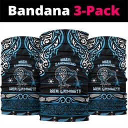 Ngati Kahungunu Aotearoa Meri Kirihimete Neck Gaiter Maori Kiwi Bird Silver Fern Koru Pattern