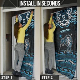 Personalised Ngati Kahungunu Aotearoa Meri Kirihimete Door Cover Maori Kiwi Bird Silver Fern Koru Pattern