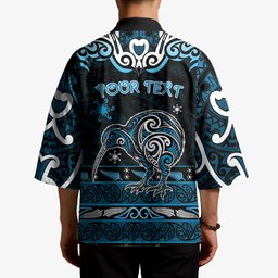 Personalised Ngati Kahungunu Aotearoa Meri Kirihimete Kimono Maori Kiwi Bird Silver Fern Koru Pattern