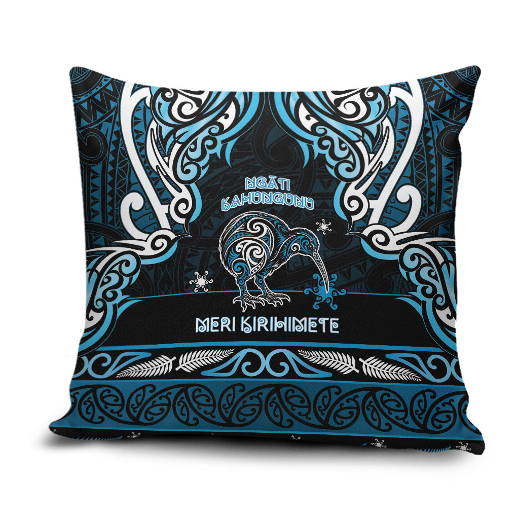 Ngati Kahungunu Aotearoa Meri Kirihimete Pillow Cover Maori Kiwi Bird Silver Fern Koru Pattern