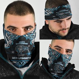 Ngati Kahungunu Aotearoa Meri Kirihimete Neck Gaiter Maori Kiwi Bird Silver Fern Koru Pattern