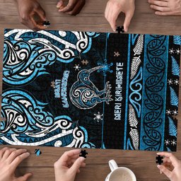 Ngati Kahungunu Aotearoa Meri Kirihimete Puzzle Maori Kiwi Bird Silver Fern Koru Pattern