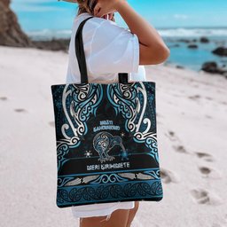 Ngati Kahungunu Aotearoa Meri Kirihimete Tote Bag Maori Kiwi Bird Silver Fern Koru Pattern