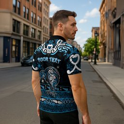 Personalised Ngati Kahungunu Aotearoa Meri Kirihimete Zipper Polo Shirt Maori Kiwi Bird Silver Fern Koru Pattern