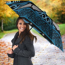 Ngati Kahungunu Aotearoa Meri Kirihimete Umbrella Maori Kiwi Bird Silver Fern Koru Pattern