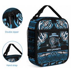 Ngati Kahungunu Aotearoa Meri Kirihimete Lunch Bag Maori Kiwi Bird Silver Fern Koru Pattern