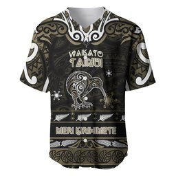Personalised Waikato Tainui Aotearoa Meri Kirihimete Baseball Jersey Maori Kiwi Bird Silver Fern Koru Pattern