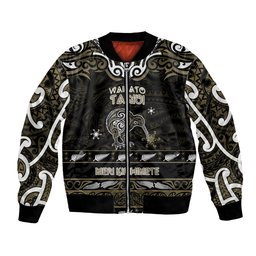 Personalised Waikato Tainui Aotearoa Meri Kirihimete Bomber Jacket Maori Kiwi Bird Silver Fern Koru Pattern