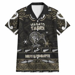 Personalised Waikato Tainui Aotearoa Meri Kirihimete Hawaiian Shirt Maori Kiwi Bird Silver Fern Koru Pattern