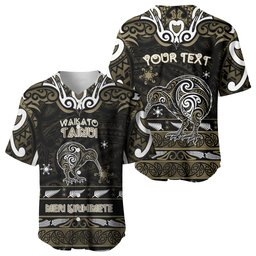 Personalised Waikato Tainui Aotearoa Meri Kirihimete Baseball Jersey Maori Kiwi Bird Silver Fern Koru Pattern