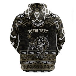 Personalised Waikato Tainui Aotearoa Meri Kirihimete Zip Hoodie Maori Kiwi Bird Silver Fern Koru Pattern