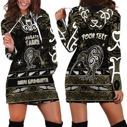 Personalised Waikato Tainui Aotearoa Meri Kirihimete Hoodie Dress Maori Kiwi Bird Silver Fern Koru Pattern