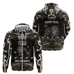 Personalised Waikato Tainui Aotearoa Meri Kirihimete Zip Hoodie Maori Kiwi Bird Silver Fern Koru Pattern