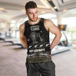Personalised Waikato Tainui Aotearoa Meri Kirihimete Men Tank Top Maori Kiwi Bird Silver Fern Koru Pattern