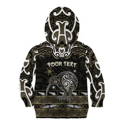 Personalised Waikato Tainui Aotearoa Meri Kirihimete Kid Hoodie Maori Kiwi Bird Silver Fern Koru Pattern