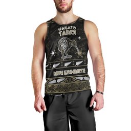 Personalised Waikato Tainui Aotearoa Meri Kirihimete Men Tank Top Maori Kiwi Bird Silver Fern Koru Pattern