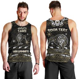 Personalised Waikato Tainui Aotearoa Meri Kirihimete Men Tank Top Maori Kiwi Bird Silver Fern Koru Pattern