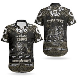 Personalised Waikato Tainui Aotearoa Meri Kirihimete Couples Matching Off Shoulder Short Dress and Hawaiian Shirt Maori Kiwi Bird Silver Fern Koru Pattern