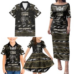 Personalised Waikato Tainui Aotearoa Meri Kirihimete Family Matching Puletasi and Hawaiian Shirt Maori Kiwi Bird Silver Fern Koru Pattern