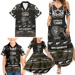 Personalised Waikato Tainui Aotearoa Meri Kirihimete Family Matching Summer Maxi Dress and Hawaiian Shirt Maori Kiwi Bird Silver Fern Koru Pattern