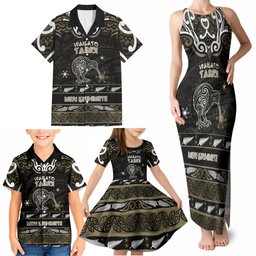 Personalised Waikato Tainui Aotearoa Meri Kirihimete Family Matching Tank Maxi Dress and Hawaiian Shirt Maori Kiwi Bird Silver Fern Koru Pattern