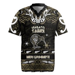 Personalised Waikato Tainui Aotearoa Meri Kirihimete Rugby Jersey Maori Kiwi Bird Silver Fern Koru Pattern