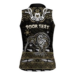 Personalised Waikato Tainui Aotearoa Meri Kirihimete Women Sleeveless Polo Shirt Maori Kiwi Bird Silver Fern Koru Pattern