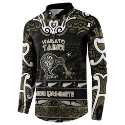 Personalised Waikato Tainui Aotearoa Meri Kirihimete Button Sweatshirt Maori Kiwi Bird Silver Fern Koru Pattern