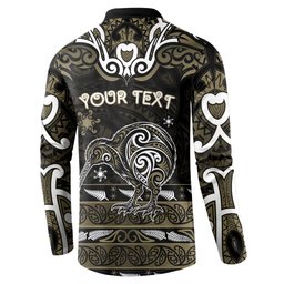 Personalised Waikato Tainui Aotearoa Meri Kirihimete Button Sweatshirt Maori Kiwi Bird Silver Fern Koru Pattern