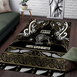 Waikato Tainui Aotearoa Meri Kirihimete Area Rug Maori Kiwi Bird Silver Fern Koru Pattern