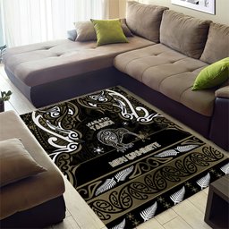 Waikato Tainui Aotearoa Meri Kirihimete Area Rug Maori Kiwi Bird Silver Fern Koru Pattern