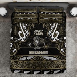 Waikato Tainui Aotearoa Meri Kirihimete Bedding Set Maori Kiwi Bird Silver Fern Koru Pattern
