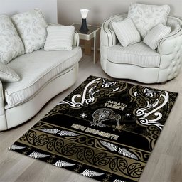 Waikato Tainui Aotearoa Meri Kirihimete Area Rug Maori Kiwi Bird Silver Fern Koru Pattern