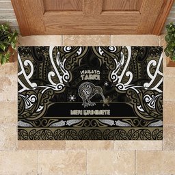 Waikato Tainui Aotearoa Meri Kirihimete Rubber Doormat Maori Kiwi Bird Silver Fern Koru Pattern